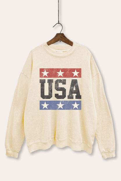 Vintage USA Stars Graphic Mineral Wash Sweatshirt