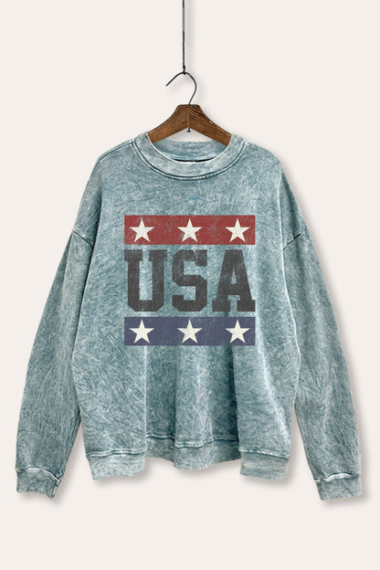 Vintage USA Stars Graphic Mineral Wash Sweatshirt