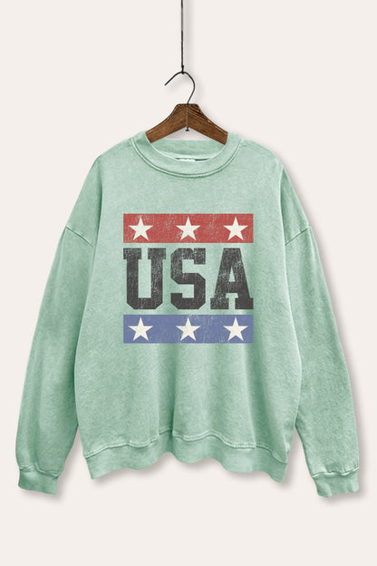 Vintage USA Stars Graphic Mineral Wash Sweatshirt