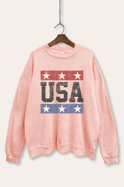 Vintage USA Stars Graphic Mineral Wash Sweatshirt