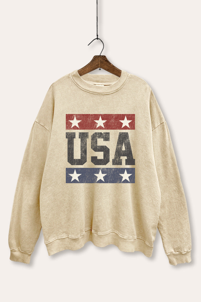 Vintage USA Stars Graphic Mineral Wash Sweatshirt