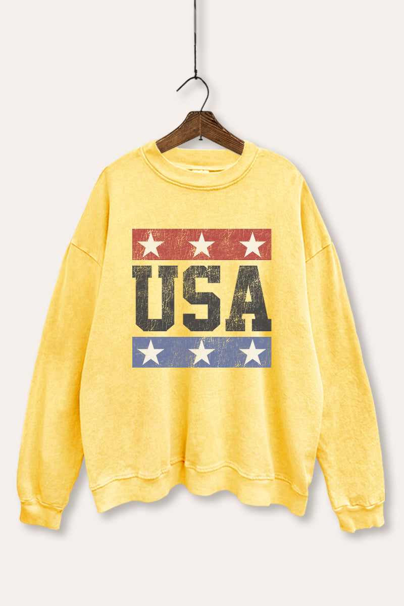 Vintage USA Stars Graphic Mineral Wash Sweatshirt