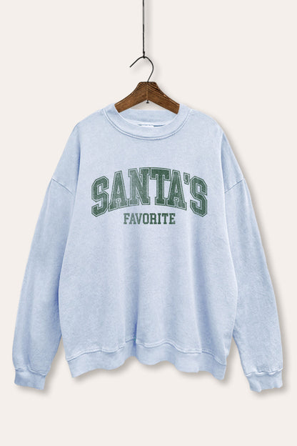Santa's Favorite Christmas Graphic Mineral Wash Sweatshirt