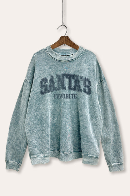Santa's Favorite Christmas Graphic Mineral Wash Sweatshirt