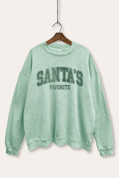 Santa's Favorite Christmas Graphic Mineral Wash Sweatshirt