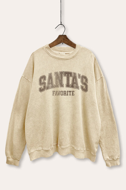Santa's Favorite Christmas Graphic Mineral Wash Sweatshirt