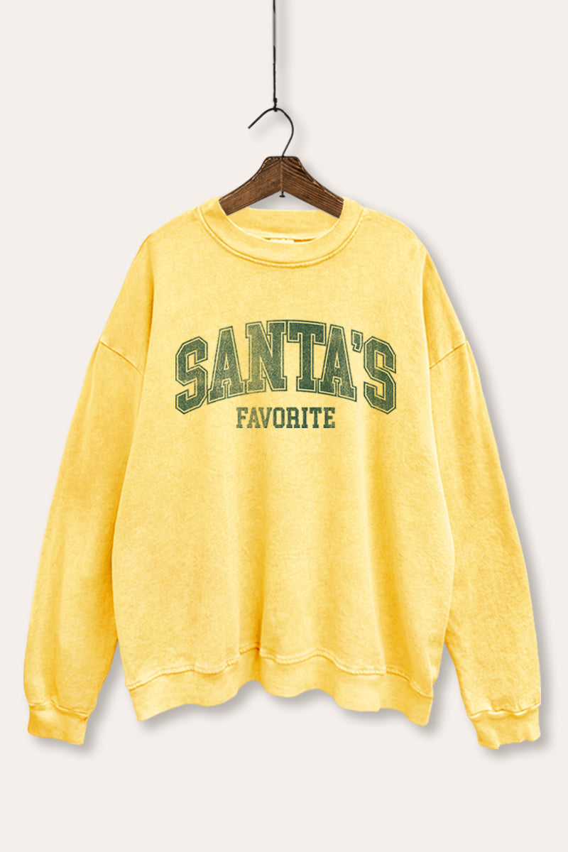 "santa's favorite" two-tier graphic mineral wash sweatshirt