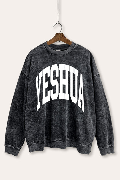 Yeshua Christian Graphic Mineral Wash Sweatshirt