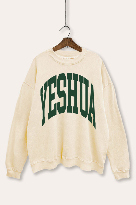 "yeshua" graphic mineral wash sweatshirt