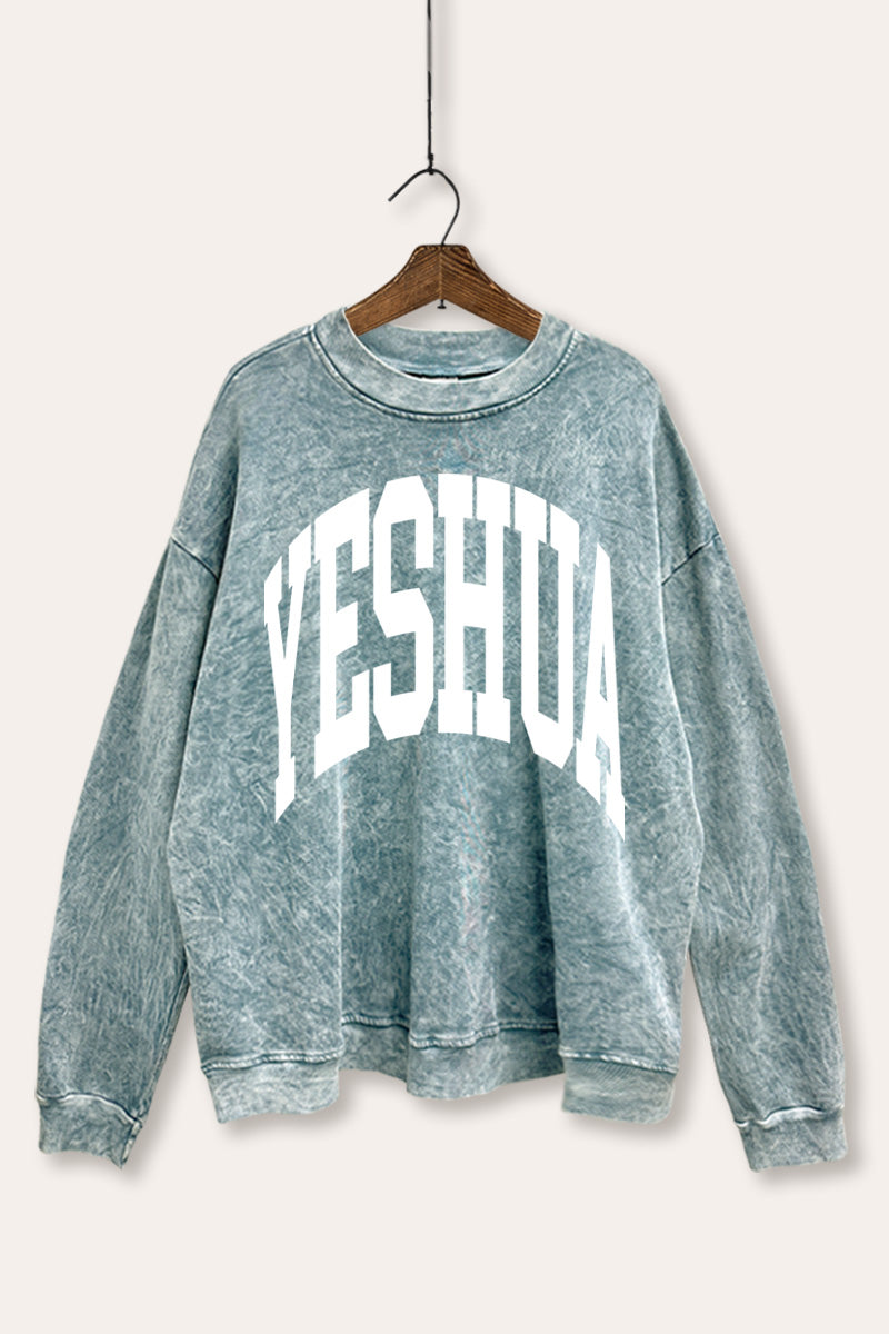 Yeshua Christian Graphic Mineral Wash Sweatshirt