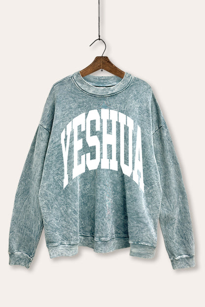 Yeshua Christian Graphic Mineral Wash Sweatshirt
