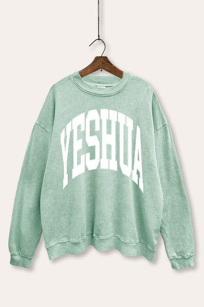 Yeshua Christian Graphic Mineral Wash Sweatshirt