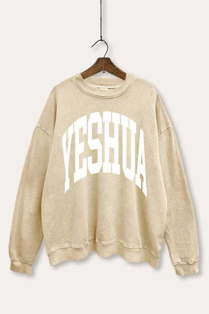 Yeshua Christian Graphic Mineral Wash Sweatshirt