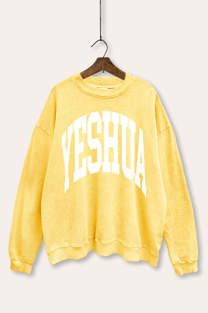 Yeshua Christian Graphic Mineral Wash Sweatshirt