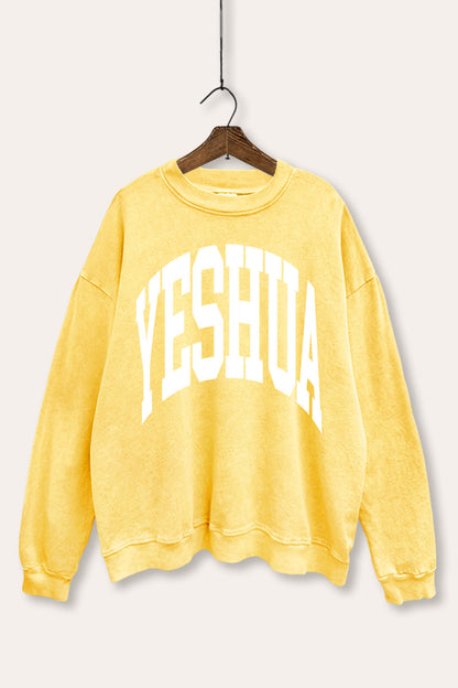 Yeshua Christian Graphic Mineral Wash Sweatshirt