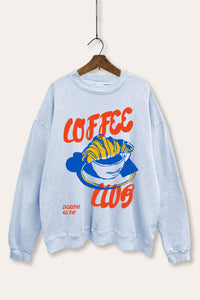 coffee club croissant graphic mineral wash sweatshirt