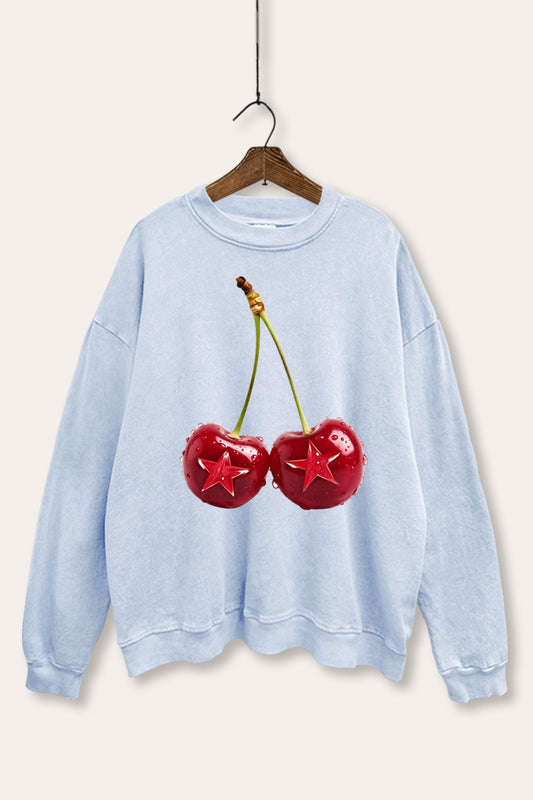 cherry star graphic mineral wash sweatshirt