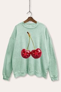 cherry star graphic mineral wash sweatshirt