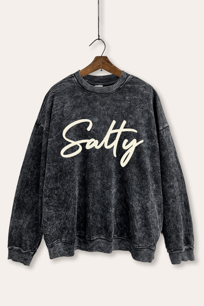 Salty Cursive Coastal Graphic Mineral Wash Sweatshirt