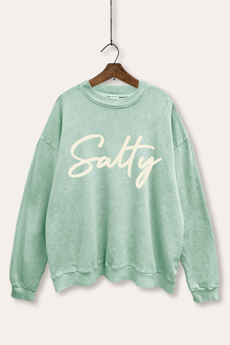 "salty" graphic mineral wash sweatshirt