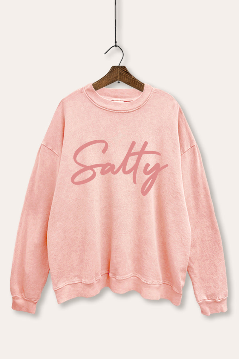 "salty" graphic mineral wash sweatshirt