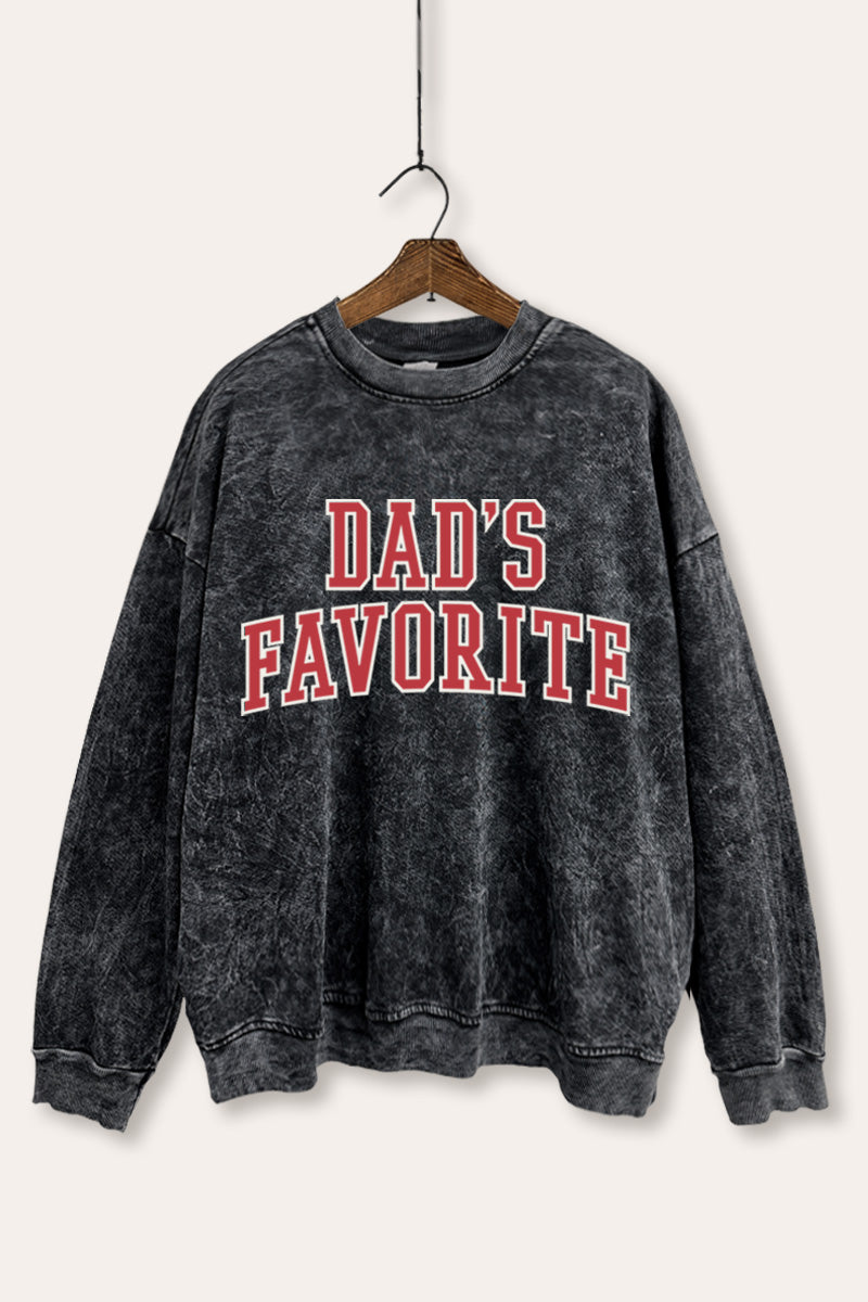 "dad's favorite" graphic mineral wash sweatshirt