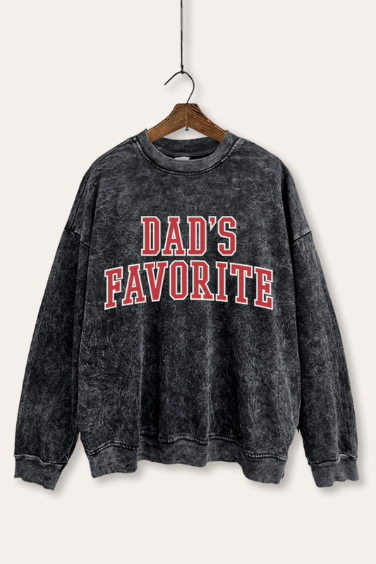 "dad's favorite" graphic mineral wash sweatshirt