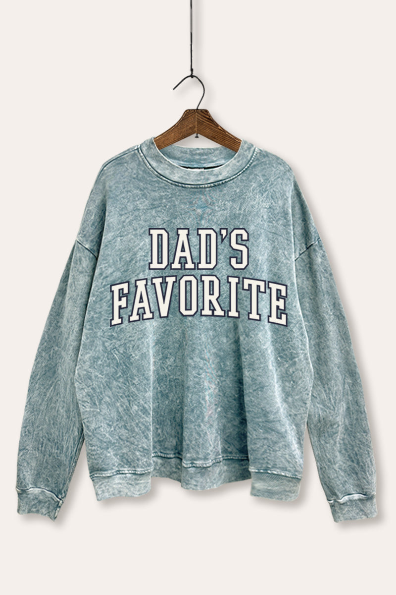 "dad's favorite" graphic mineral wash sweatshirt