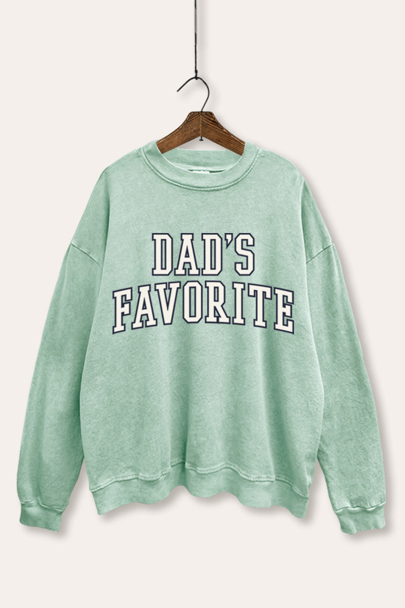 "dad's favorite" graphic mineral wash sweatshirt
