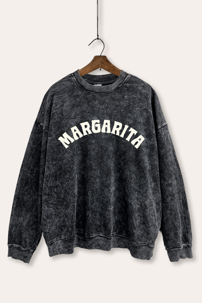 "margarita" graphic mineral wash sweatshirt