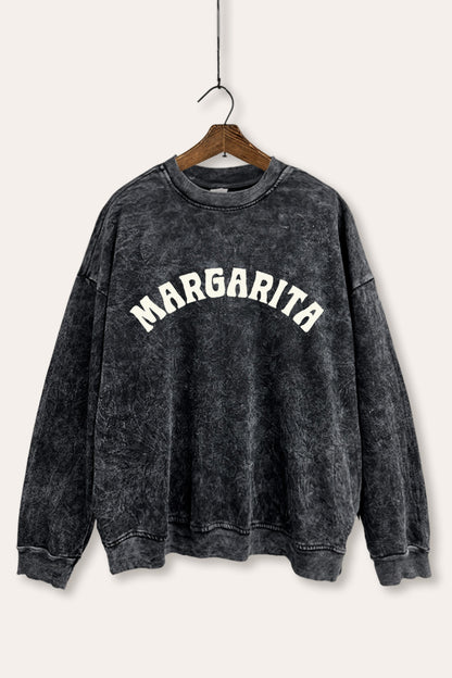 Margarita Arched Typography Mineral Wash Sweatshirt