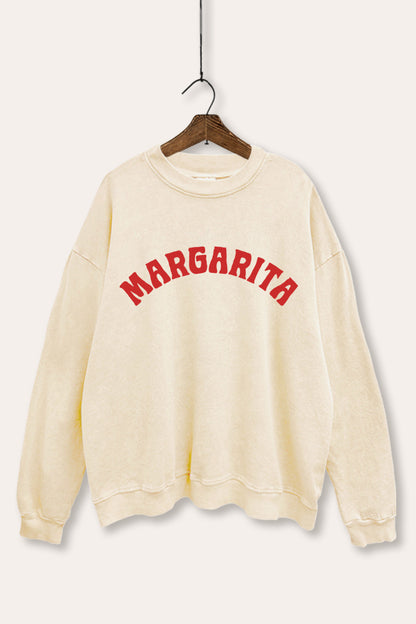 Margarita Arched Typography Mineral Wash Sweatshirt