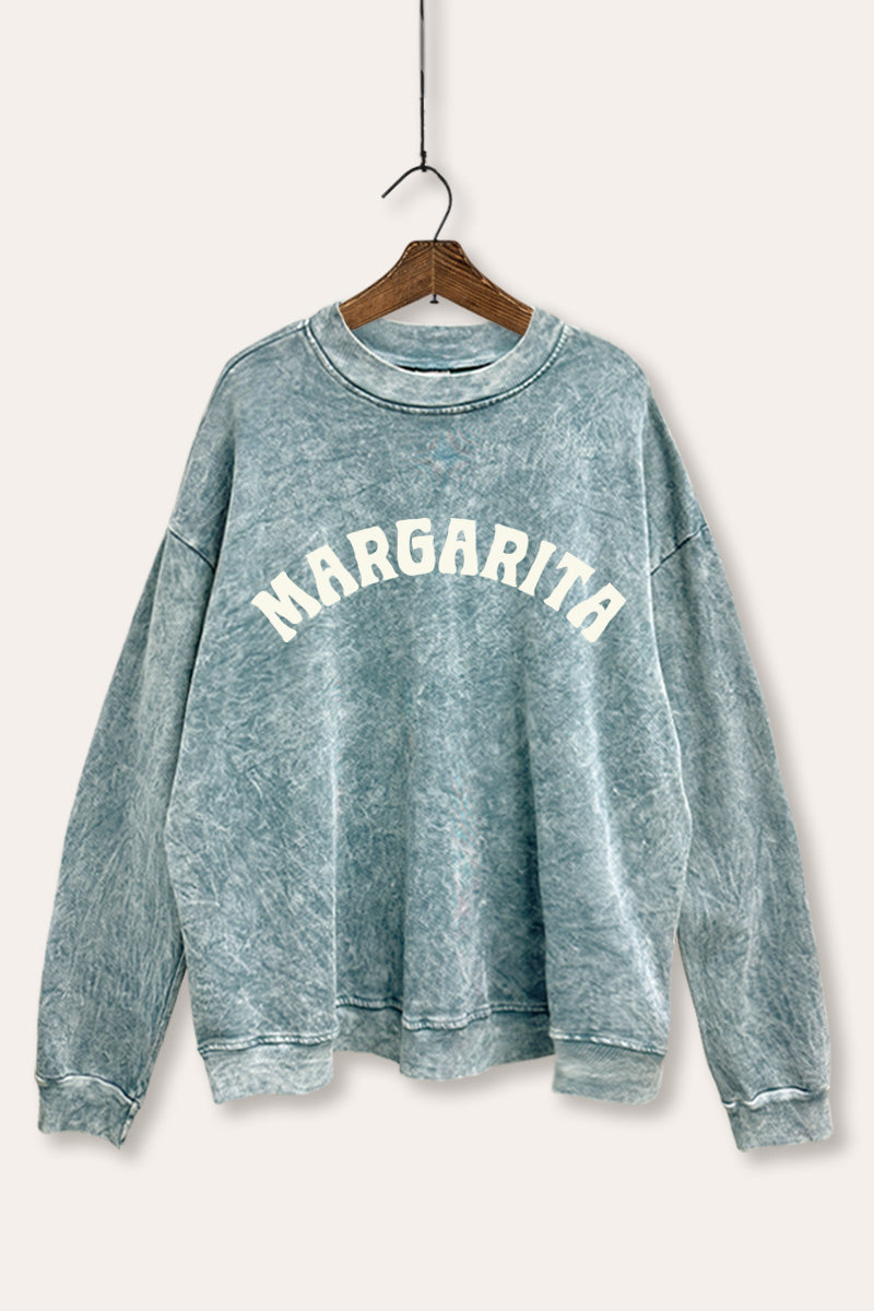 "margarita" graphic mineral wash sweatshirt