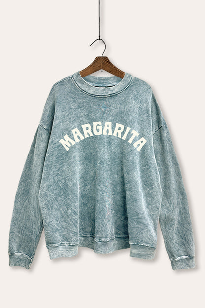 Margarita Arched Typography Mineral Wash Sweatshirt
