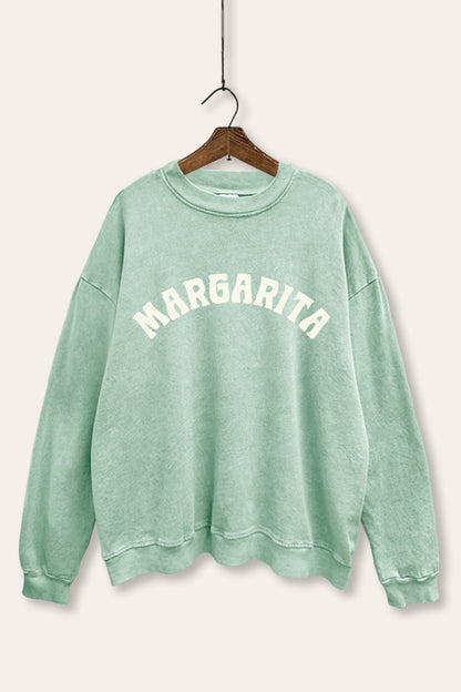 Margarita Arched Typography Mineral Wash Sweatshirt