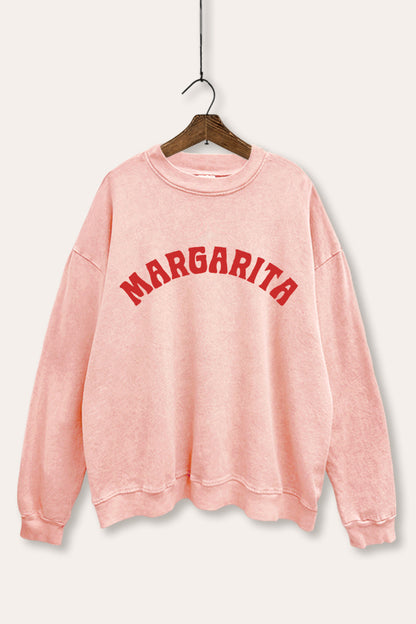 Margarita Arched Typography Mineral Wash Sweatshirt