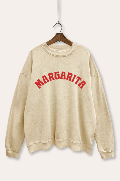 Margarita Arched Typography Mineral Wash Sweatshirt