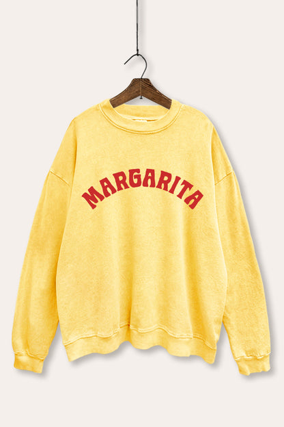 Margarita Arched Typography Mineral Wash Sweatshirt