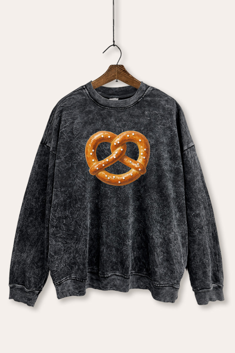 pretzel graphic mineral wash sweatshirt