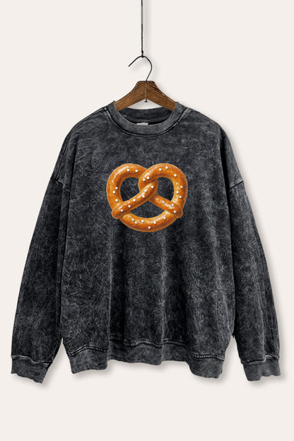 Baked Pretzel Graphic Mineral Wash Sweatshirt