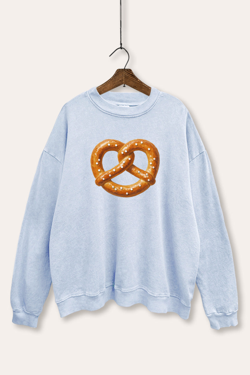 pretzel graphic mineral wash sweatshirt