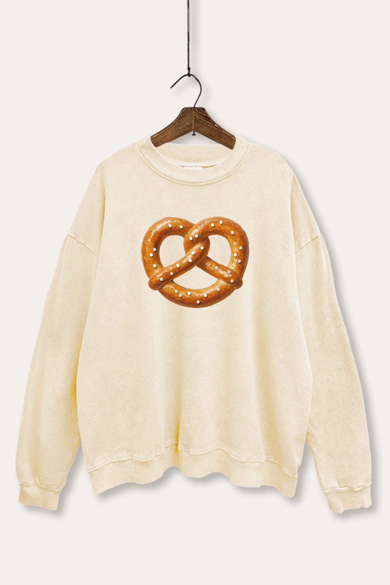 pretzel graphic mineral wash sweatshirt