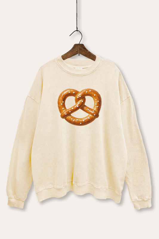 pretzel graphic mineral wash sweatshirt