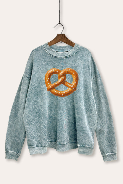 Baked Pretzel Graphic Mineral Wash Sweatshirt