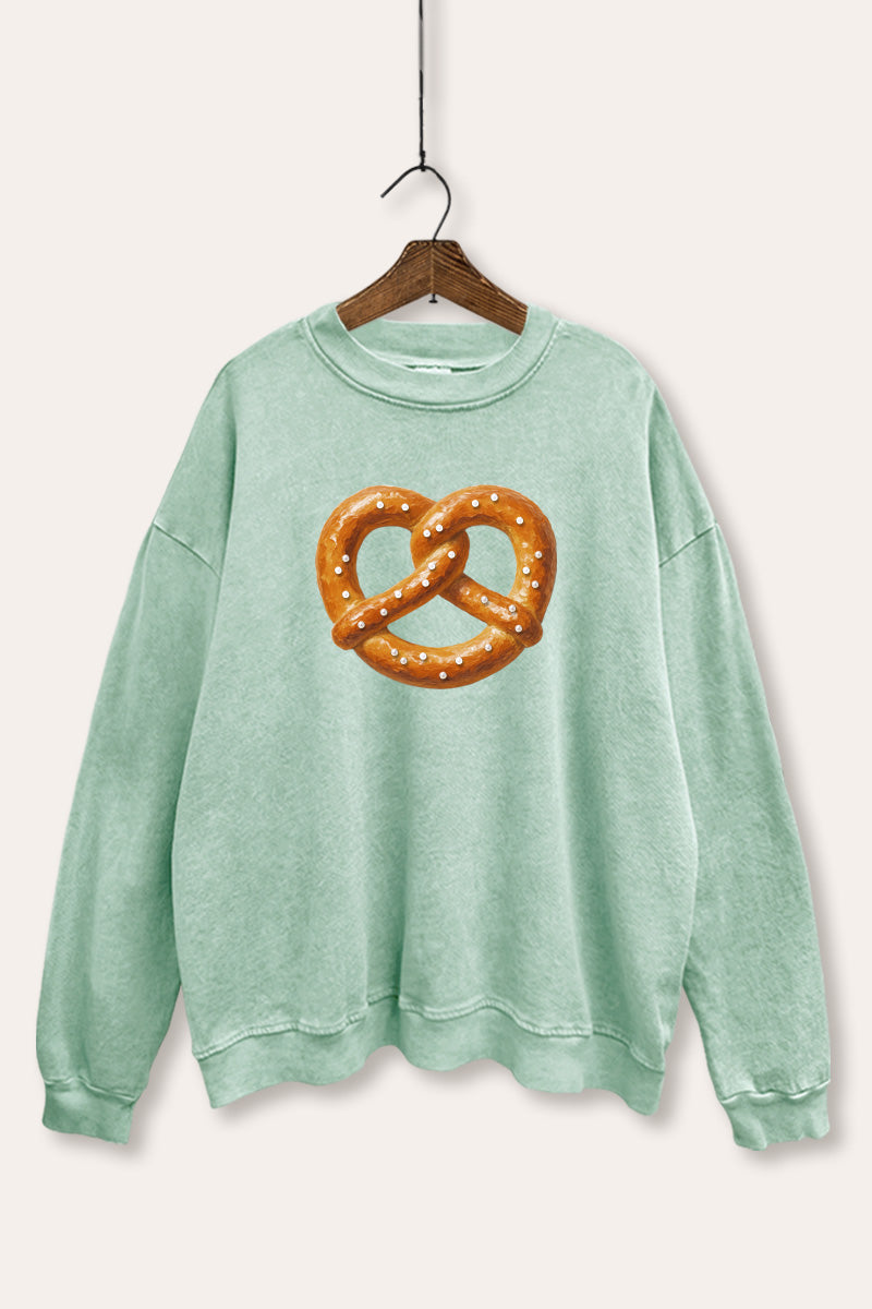 pretzel graphic mineral wash sweatshirt
