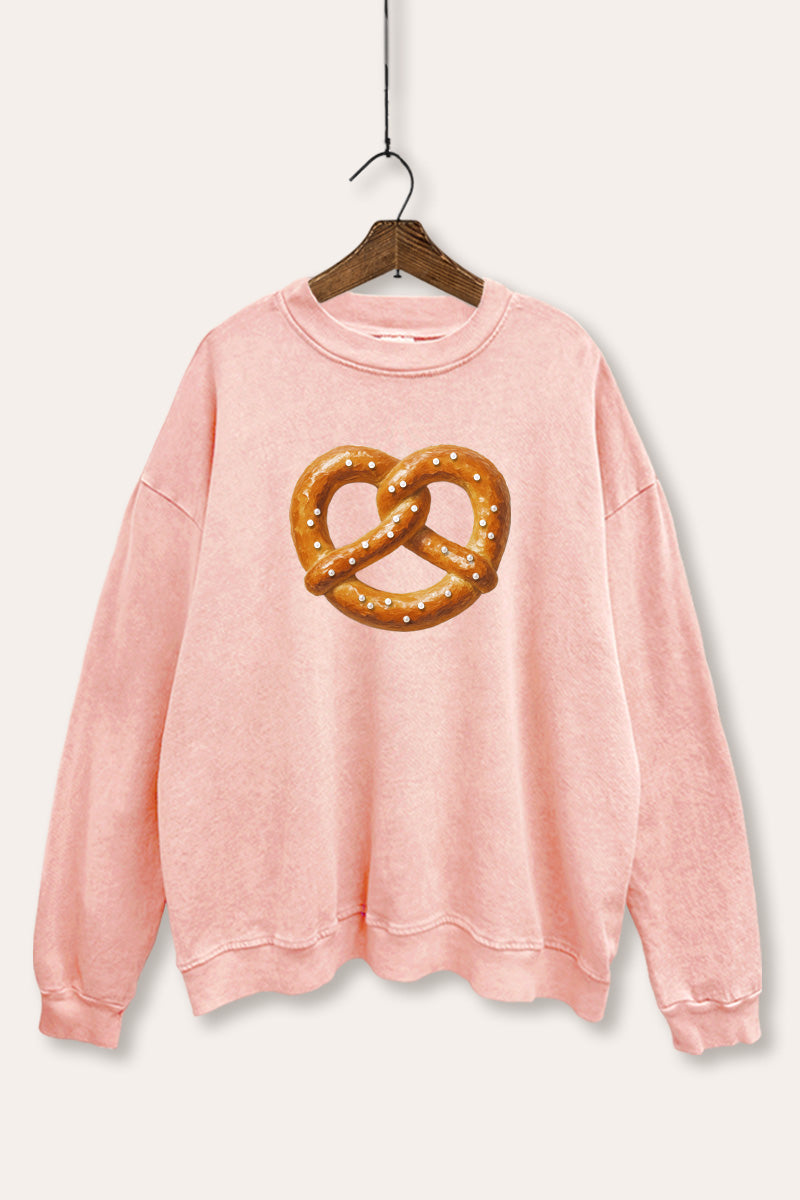 pretzel graphic mineral wash sweatshirt
