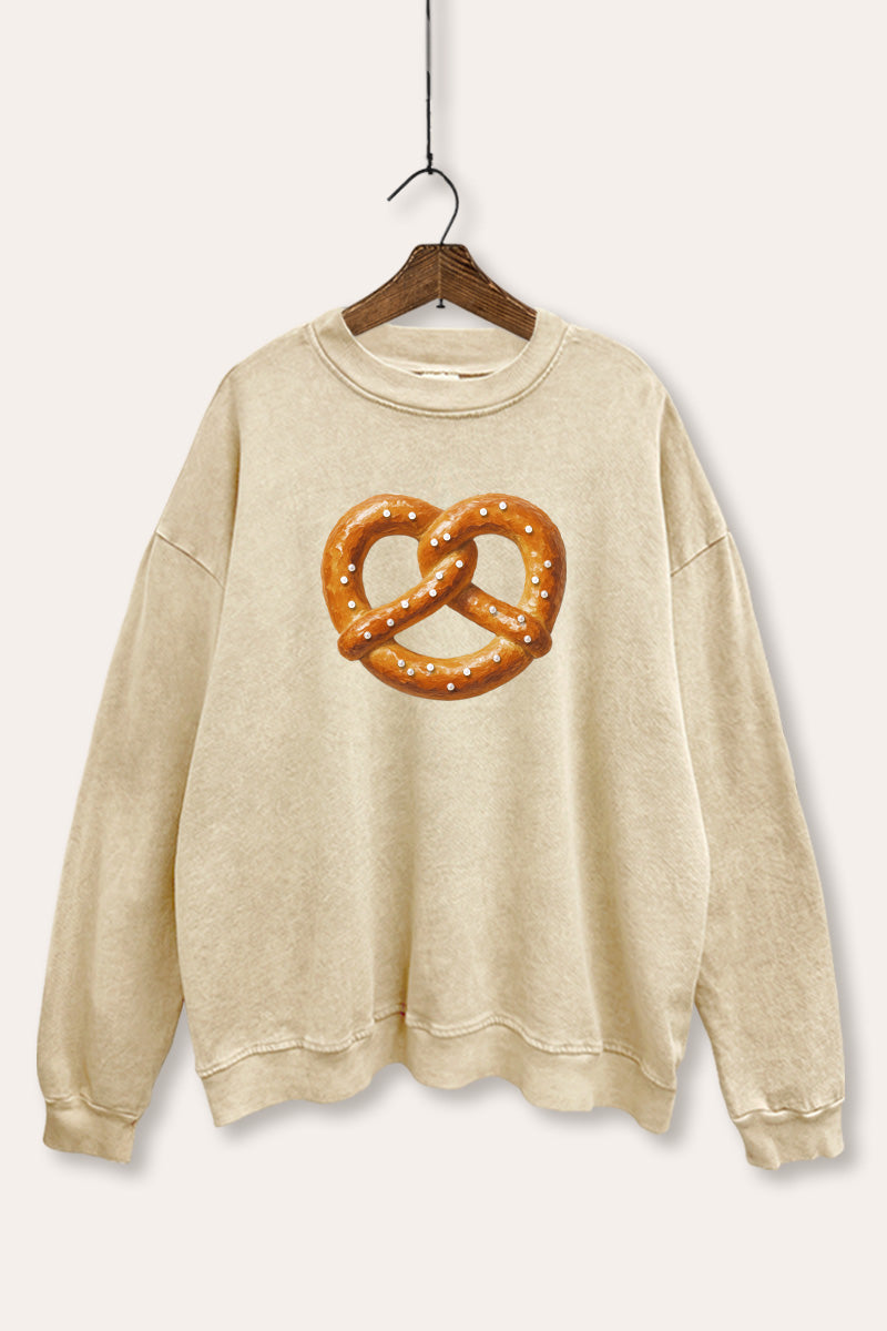 pretzel graphic mineral wash sweatshirt