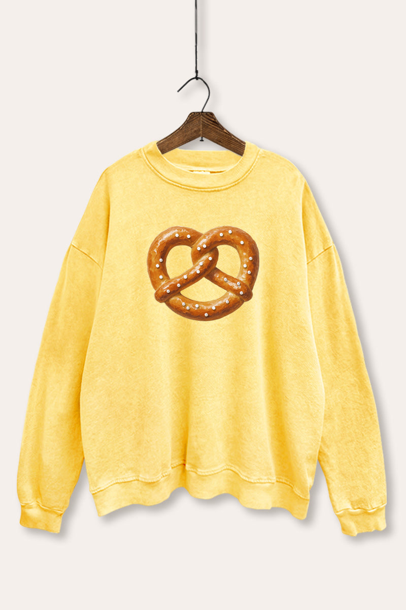 pretzel graphic mineral wash sweatshirt