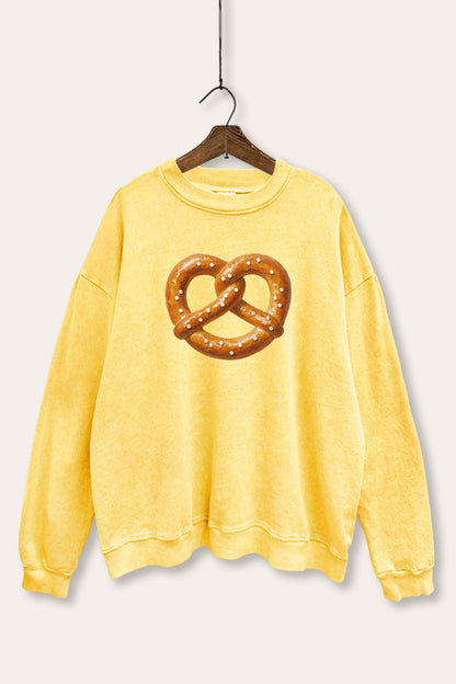 Baked Pretzel Graphic Mineral Wash Sweatshirt
