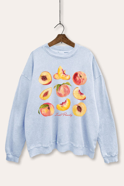 Just Peachy Fruit Graphic Mineral Wash Sweatshirt